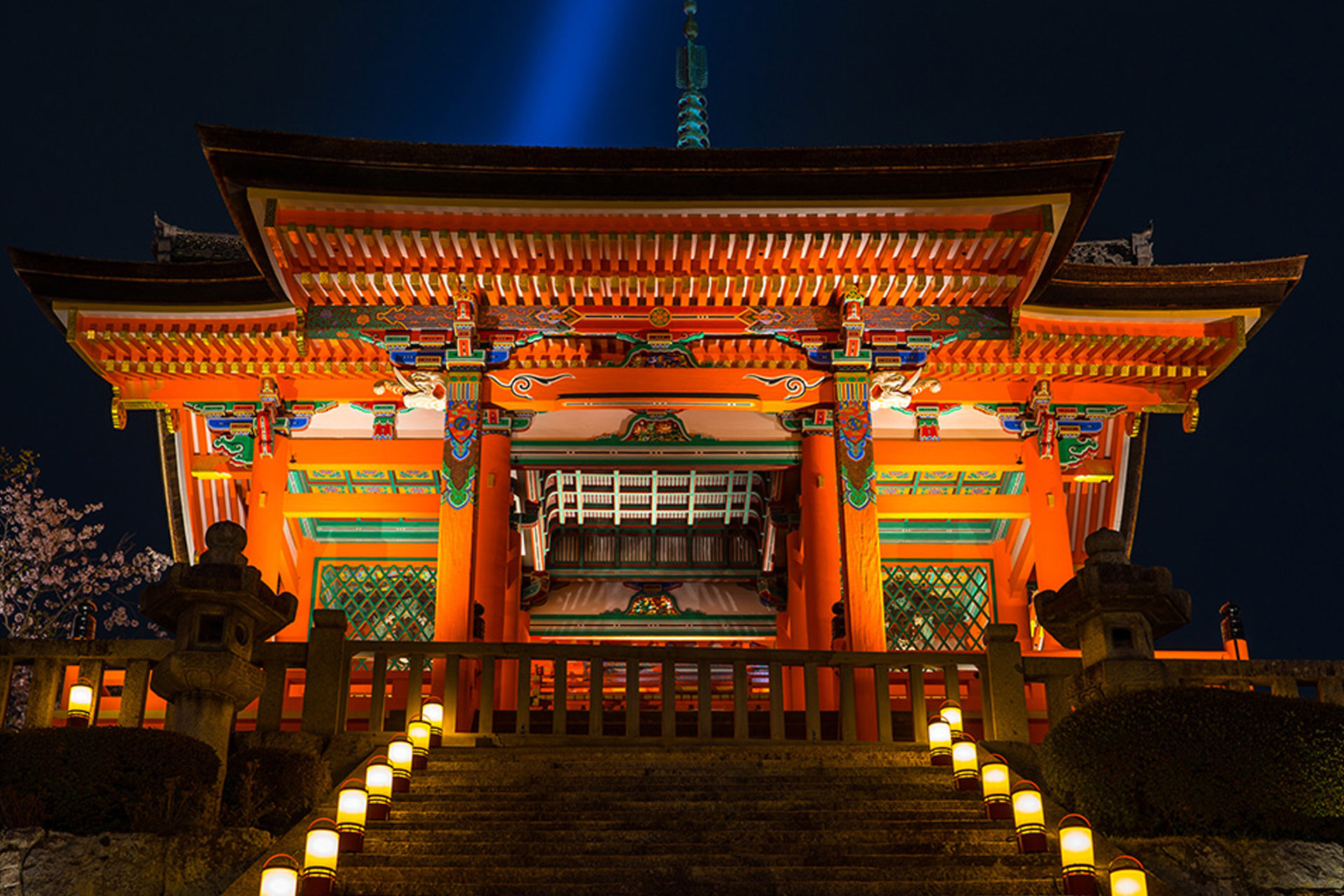 京都　清水寺　紅葉　ライトアップ